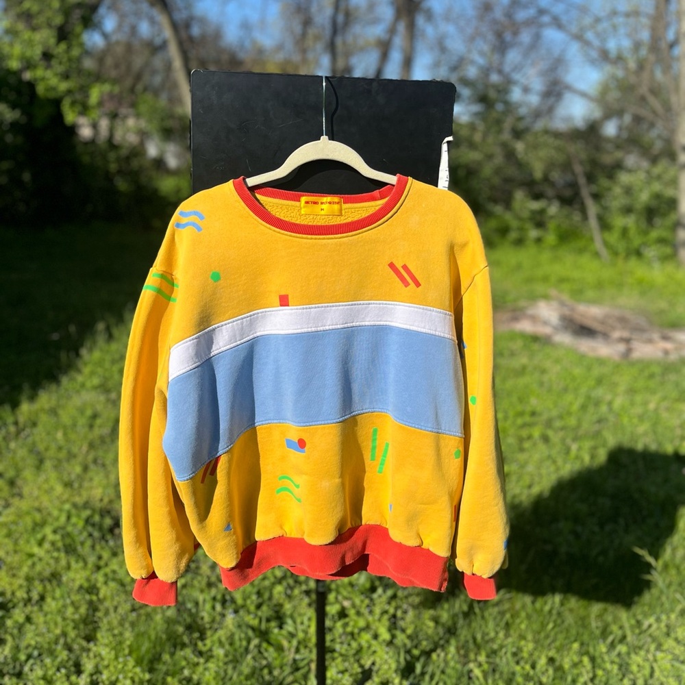 SOLD 80s Style Retro Wacky Patterned Primary Color Sweatshirt